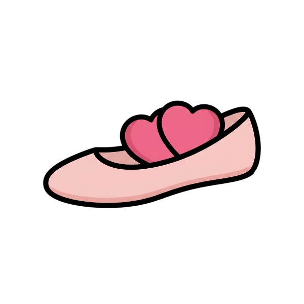 Two hearts and Flat shoe