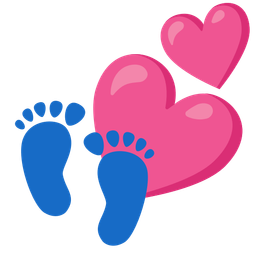 two hearts and footprints
