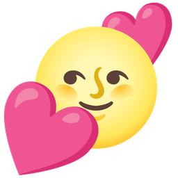 two hearts and full moon face