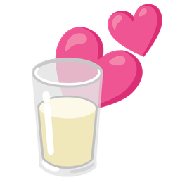 two hearts and glass of milk