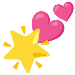 two hearts and glowing star