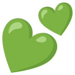 two hearts and green heart