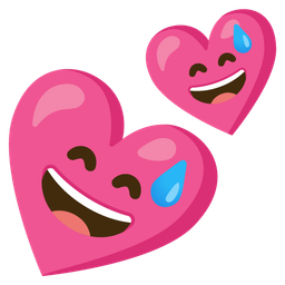 Two hearts and Grinning face with sweat