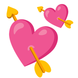 two hearts and heart with arrow