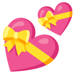 two hearts and heart with ribbon