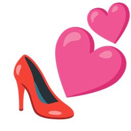 two hearts and high-heeled shoe