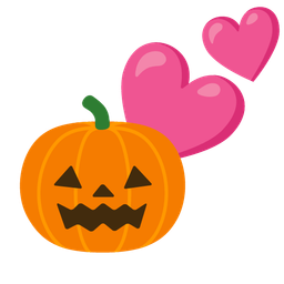 two hearts and jack-o-lantern