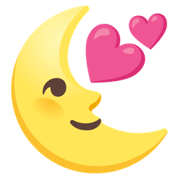 two hearts and last quarter moon face