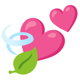 Two hearts and Leaf fluttering in wind