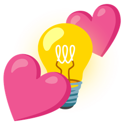 two hearts and light bulb