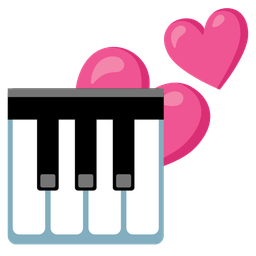 two hearts and musical keyboard