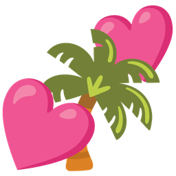 two hearts and palm tree