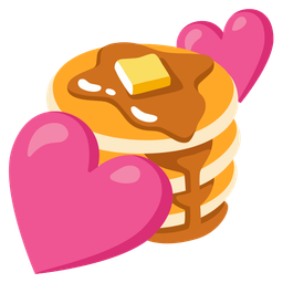 two hearts and pancakes