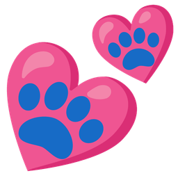 Two hearts and Paw prints