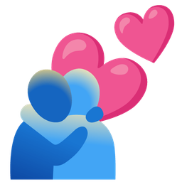 two hearts and people hugging