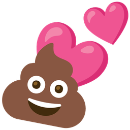 two hearts and pile of poo
