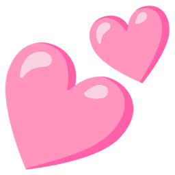 two hearts and pink heart
