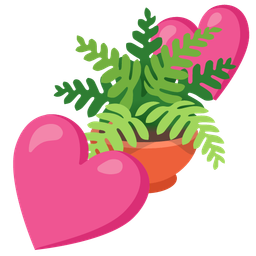 two hearts and potted plant