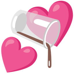 two hearts and pouring liquid