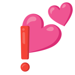 two hearts and red exclamation mark