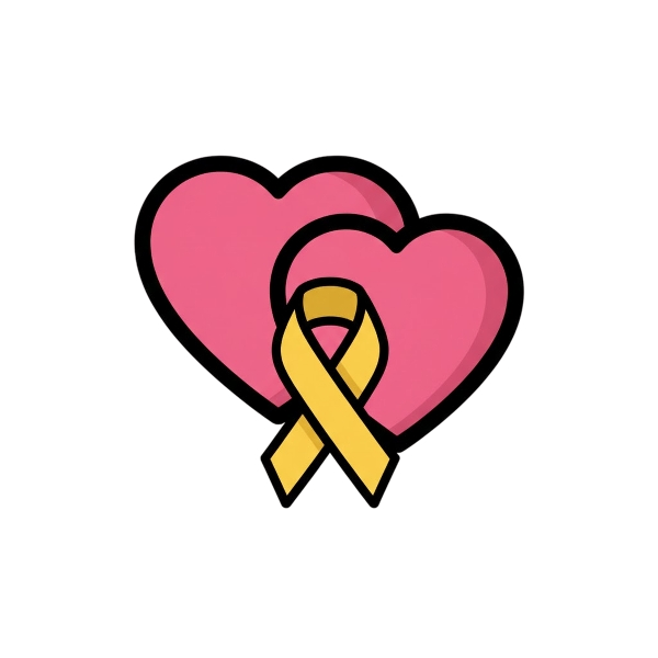 Two hearts and Reminder ribbon