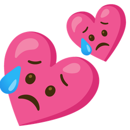 Two hearts and Sad but relieved face
