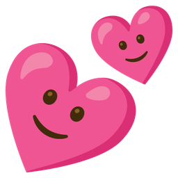 Two hearts and Slightly smiling face