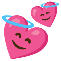 Two hearts and Smiling face with halo