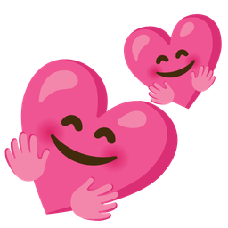 Two hearts and Smiling face with open hands