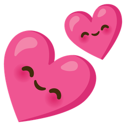 Two hearts and Smiling face with smiling eyes