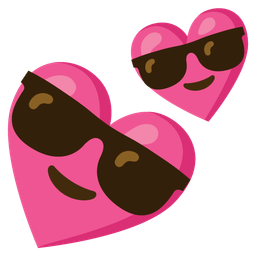 Two hearts and Smiling face with sunglasses