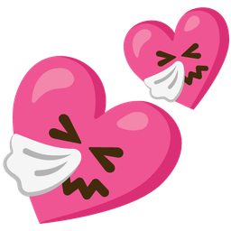 Two hearts and Sneezing face