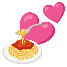 two hearts and spaghetti