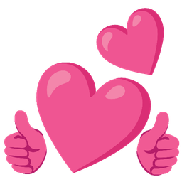 two hearts and thumbs up