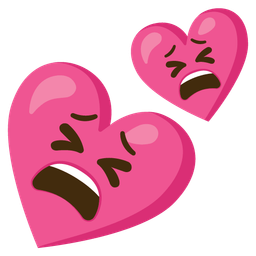 Two hearts and Tired face