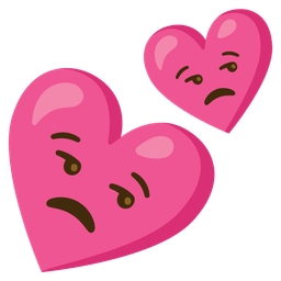 Two hearts and Unamused face