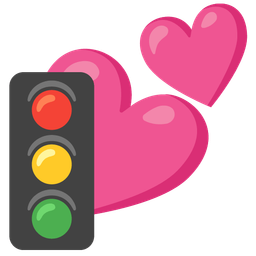 two hearts and vertical traffic light