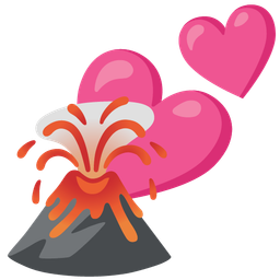 two hearts and volcano