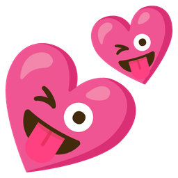 Two hearts and Winking face with tongue