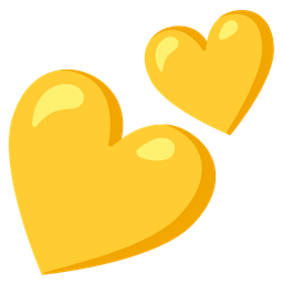 two hearts and yellow heart