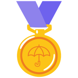 umbrella and 1st place medal