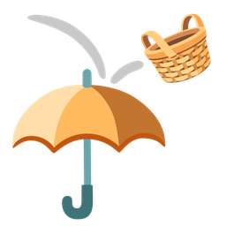 umbrella and basket