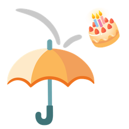 umbrella and birthday cake