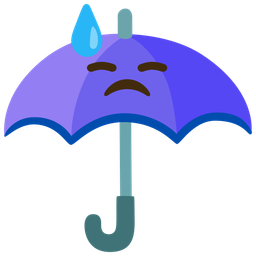 umbrella and downcast face with sweat