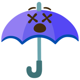 umbrella and face with crossed-out eyes