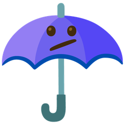 umbrella and face with diagonal mouth