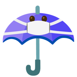 umbrella and face with medical mask