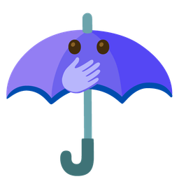 umbrella and face with open eyes and hand over mouth