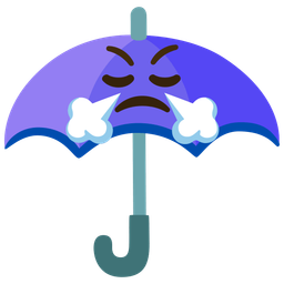 umbrella and face with steam from nose