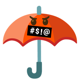 umbrella and face with symbols on mouth